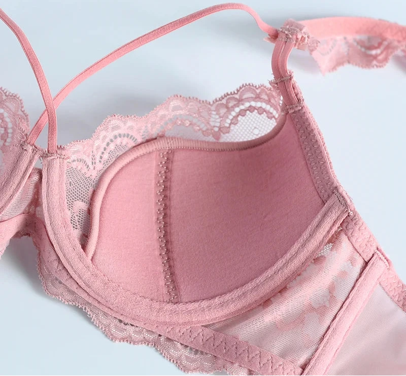 Comfortable Thin Cotton Bandage Push-Up Bra Set - Plus Size