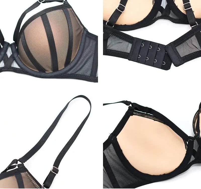 Bandage Thick Padded Push-Up Bra Set - Plus Size D Cup - SHOPPERS' CASTLE