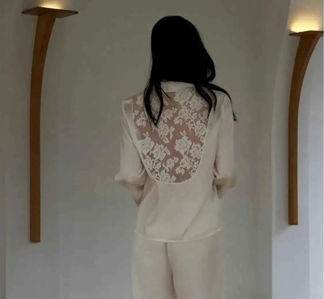 Bridal Lace Satin Pajama Set - SHOPPERS' CASTLE