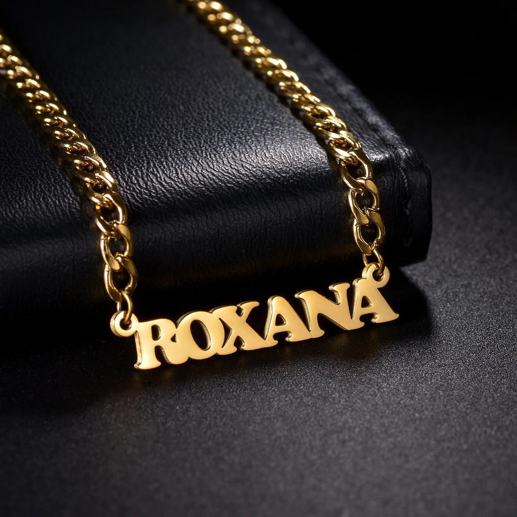 Custom Sideways Name Necklace - Stainless Steel - SHOPPERS' CASTLE