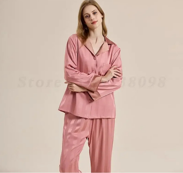 Striped Long Sleeve Pajama Set - SHOPPERS' CASTLE