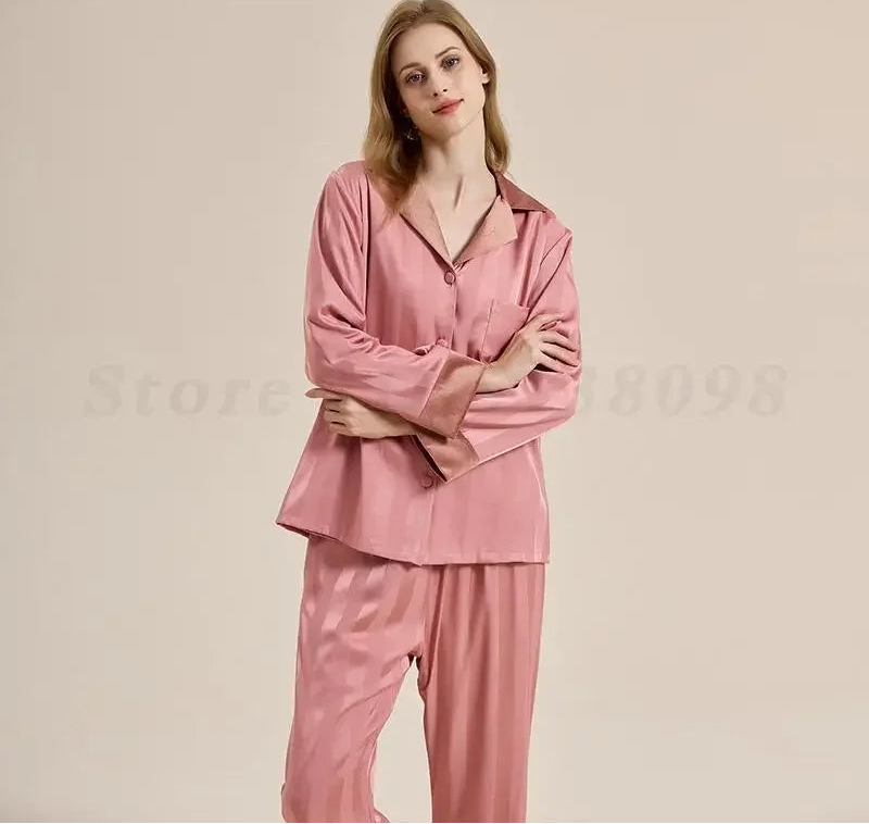 Striped Long Sleeve Pajama Set - SHOPPERS' CASTLE