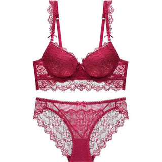 Romantic Lace Embroidery Push-Up Bra Set - Plus Size