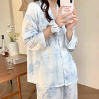 Floral Print Ice Silk Pajama Set - SHOPPERS' CASTLE