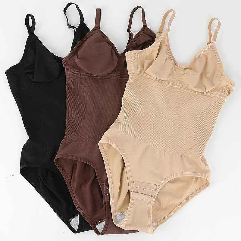 Low Back Bodysuit Shapewear - Open Crotch