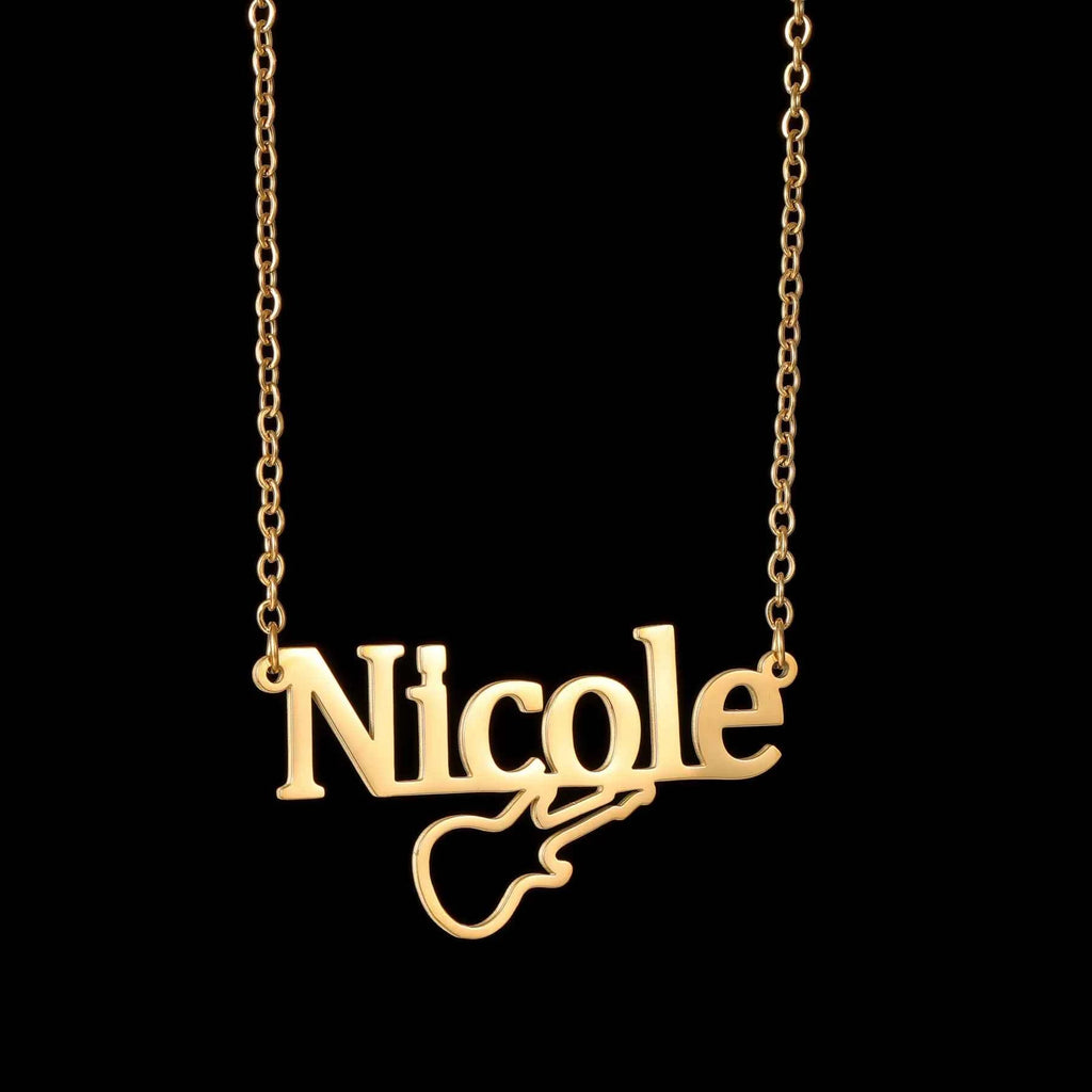 Custom Name Music Guitar Nameplate Choker - Chain