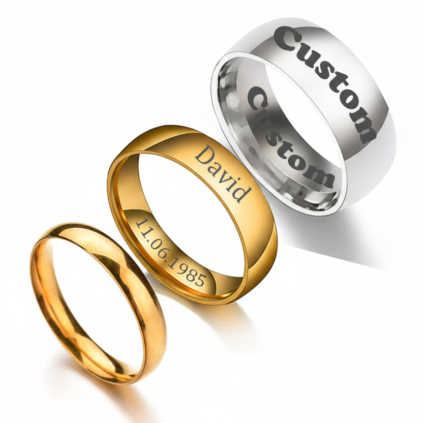 Personalized Sphere Glossy Ring - Stainless Steel - SHOPPERS' CASTLE