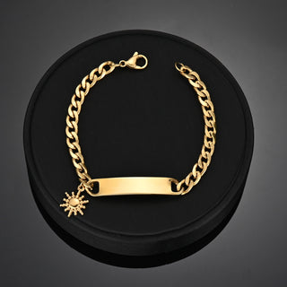 Engrave Name Cross Heart Bracelet - Adjustable Cuban Chain - SHOPPERS' CASTLE