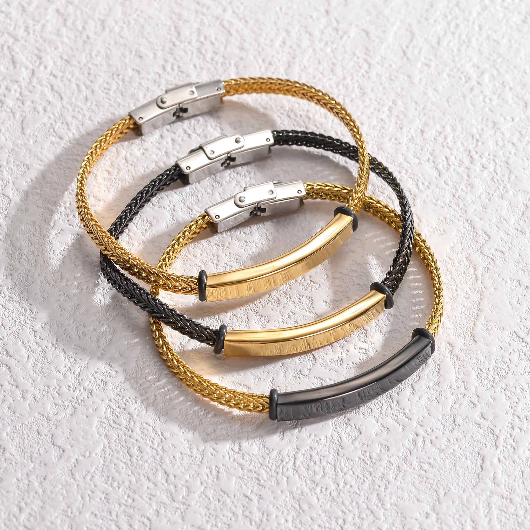 Punk Engrave Name Bracelet - Stainless Steel Chain - SHOPPERS' CASTLE