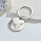 Personalized Heart Round Keychain - Engraving Words