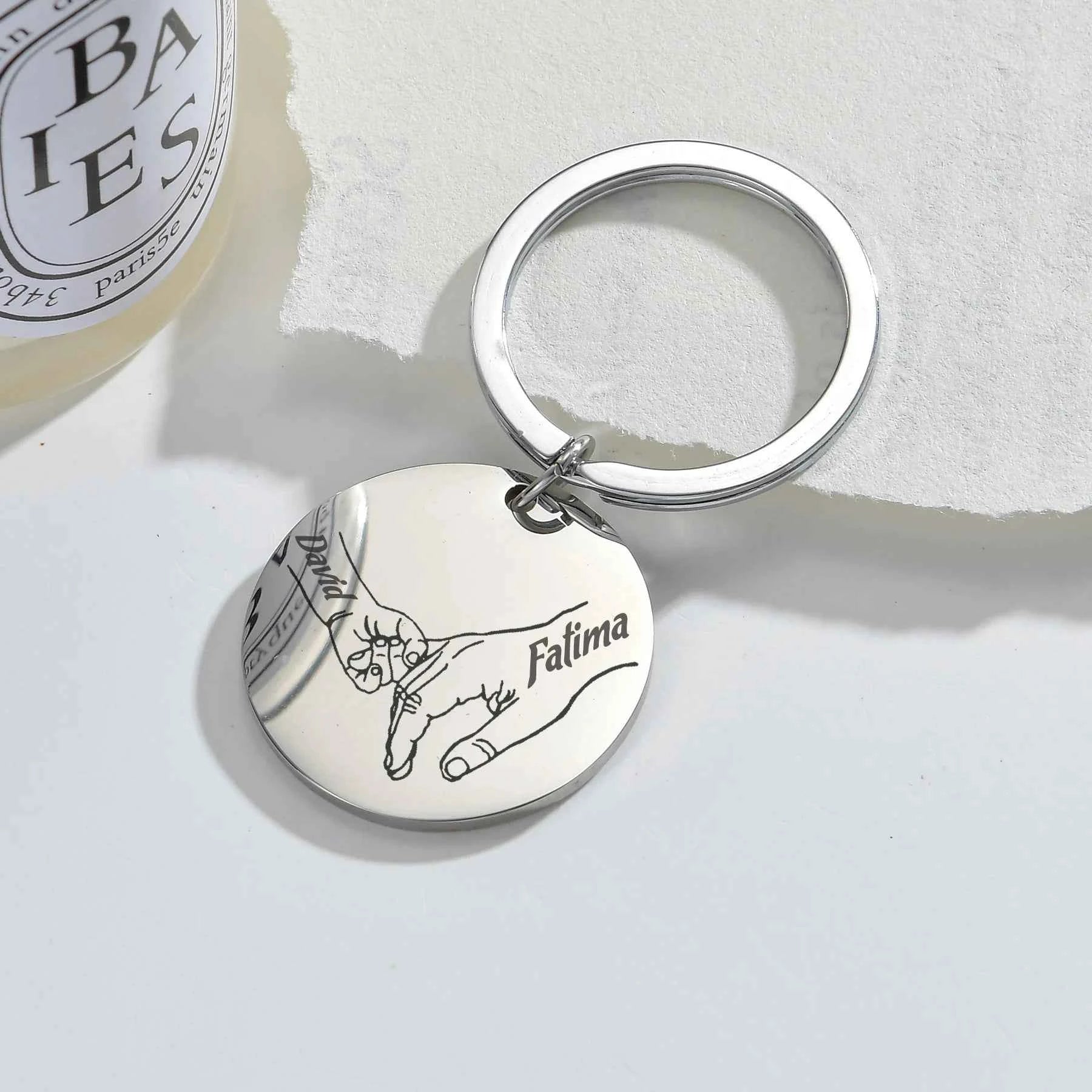 Personalized Heart Round Keychain - Engraving Words