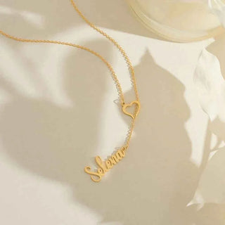 Customized Heart Name Extended Chain Necklace - Couple Gift