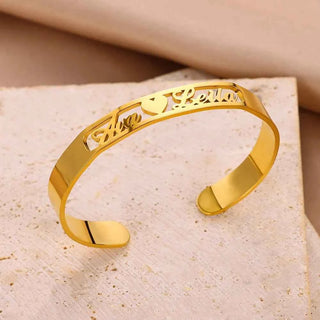 Customized Name Open Bangle - Hip Hop Style