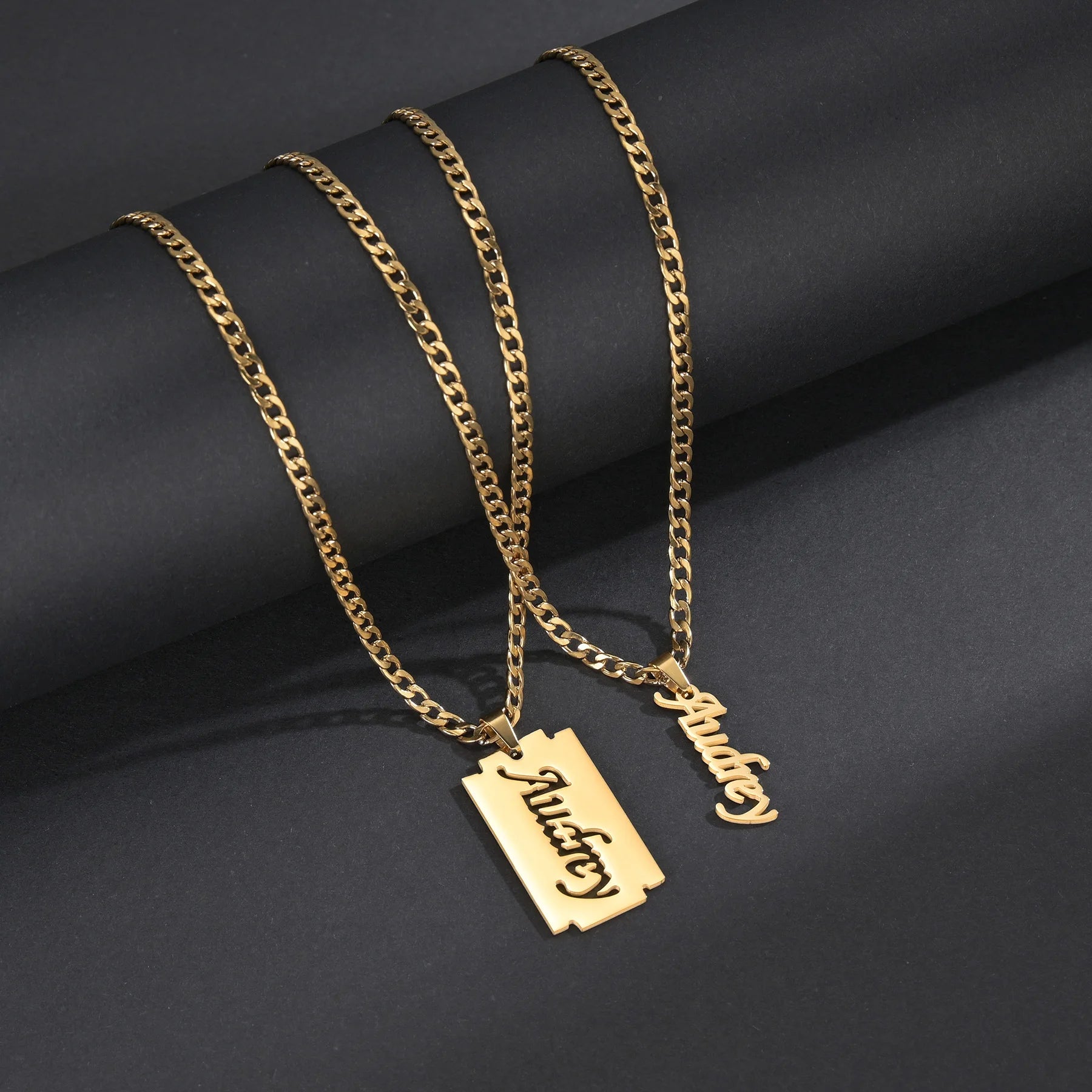 Custom Name Hollow Nameplate Necklace - Elegant Chain - SHOPPERS' CASTLE