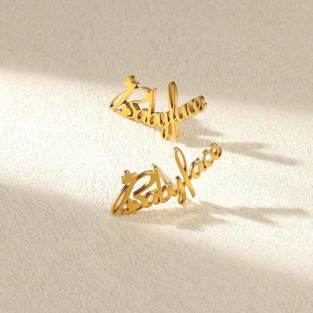 Custom Name Letter Earrings - Stainless Steel