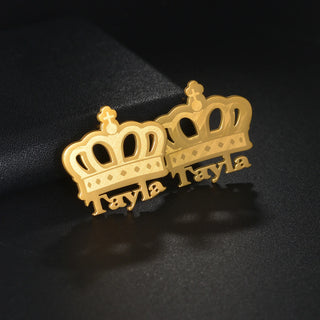 Custom Name Stud Earrings with Frosted Heart & Star - Stainless Steel - SHOPPERS' CASTLE