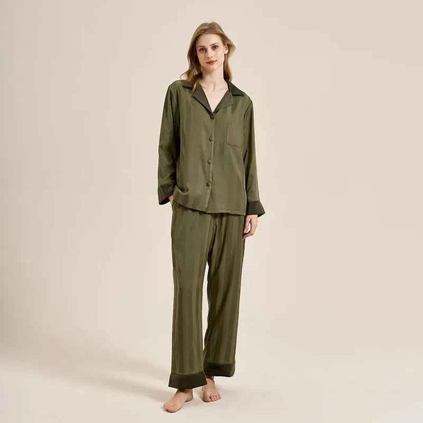 Striped Long Sleeve Pajama Set - SHOPPERS' CASTLE