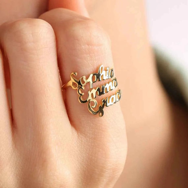 Custom Double Name Adjustable Ring