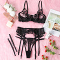 Strappy Lace Bra & Garter Set
