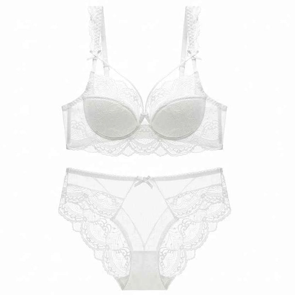 Thin Cotton Bandage Temptation Bra Set - Plus Size
