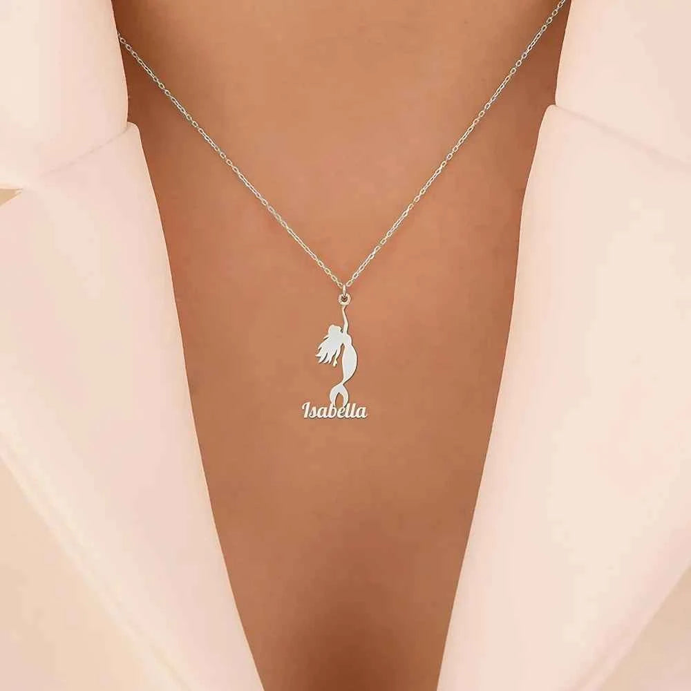 Mermaid Name Pendant Necklace - Summer Travel Jewelry