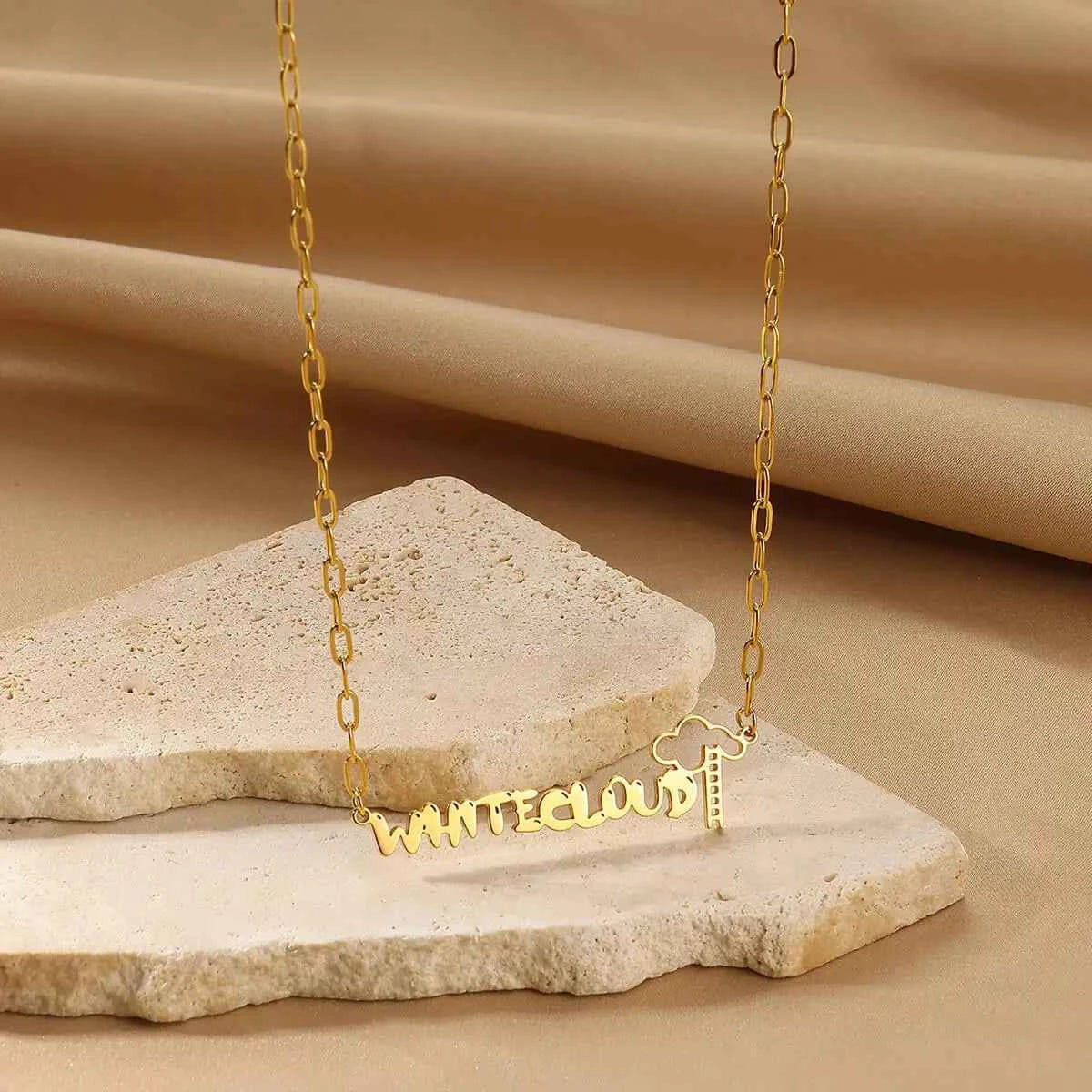 Geometric Ladder Name Necklace - Modern Statement Piece