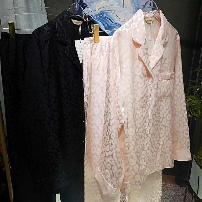 Leopard Print Silk Pajama Set - 19MM - SHOPPERS' CASTLE