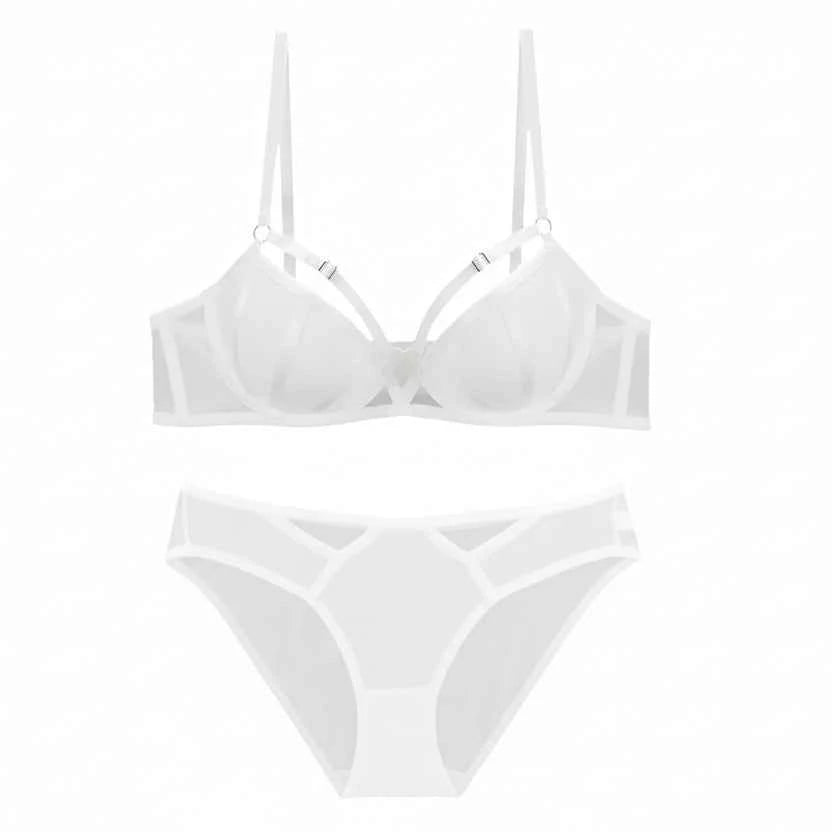 Bandage Thick Padded Push-Up Bra Set - Plus Size D Cup
