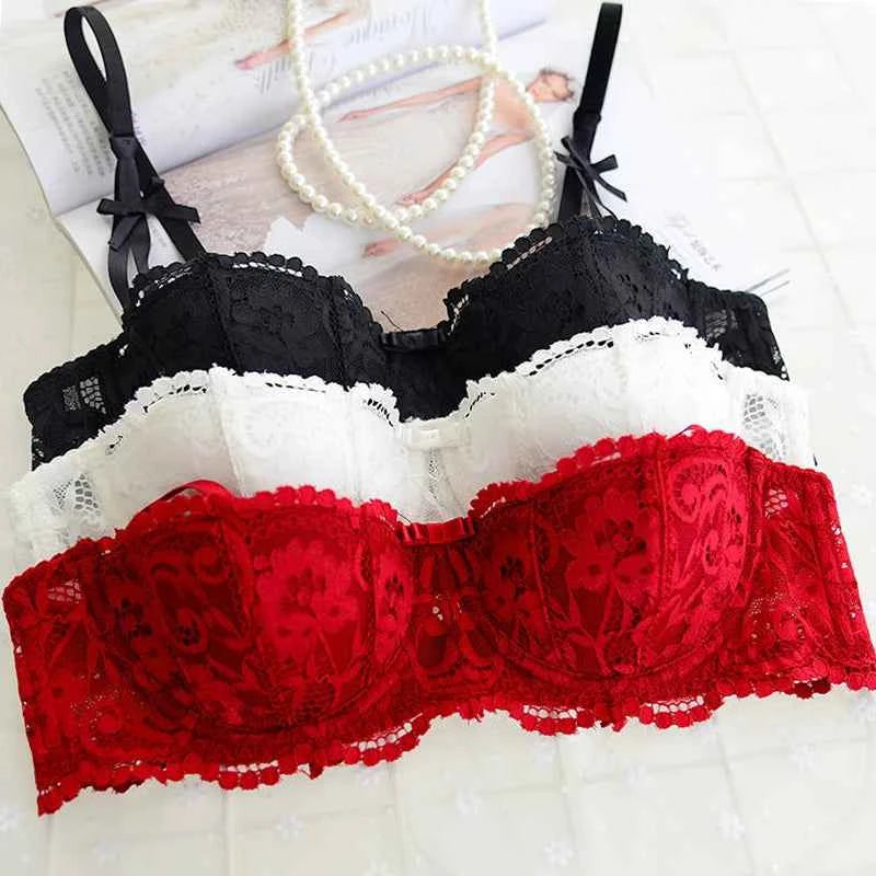 Embroidered Half-Cup Push-Up Bra