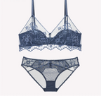 Thin Cotton Triangle Cup Wire-Free Bra Set - SHOPPERS' CASTLE