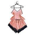 Silk Lace Cami Shorts Set - Summer Elegance Sleepwear - SHOPPERS' CASTLE