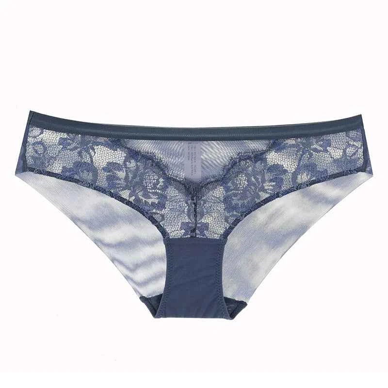 Lace Brief Trio - Black, White & Blue
