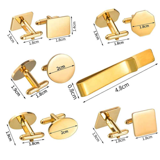 Personalized Engraved Name Cufflinks Tie Clip Set - Jewelry Set