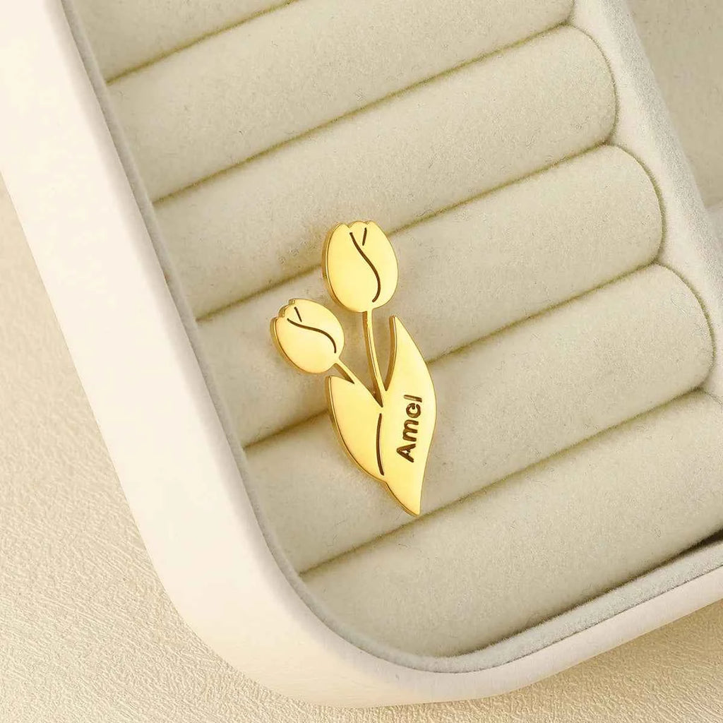 Custom Tulip Name Brooch - Mother's Day
