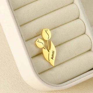 Custom Tulip Name Brooch - Mother's Day