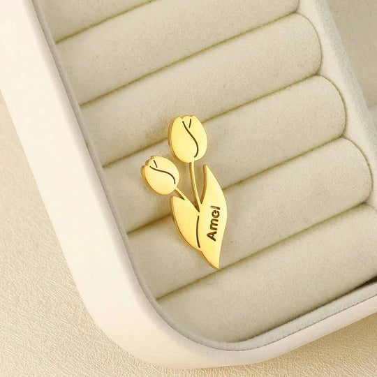 Custom Tulip Name Brooch - Mother's Day