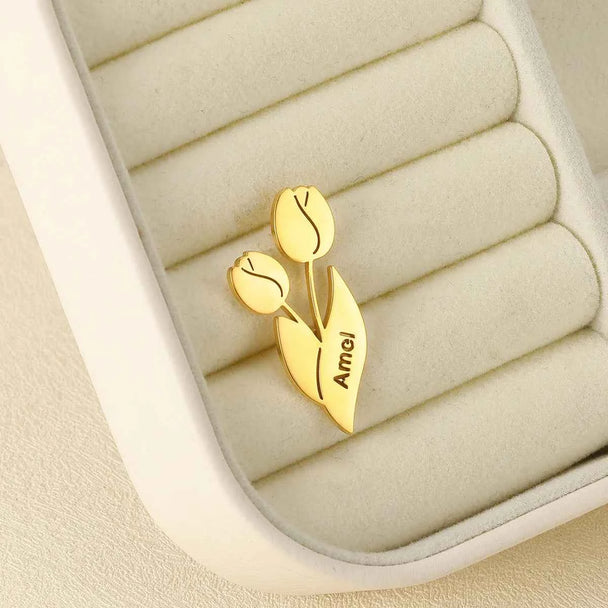 Custom Tulip Name Brooch - Mother's Day