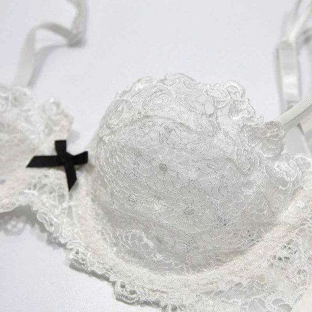 Ultra-Thin Half-Cup Transparent Lace Bra Set