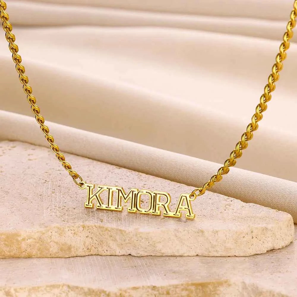 Custom Name Flat Chain Nameplate Necklace - Girlfriend Gift