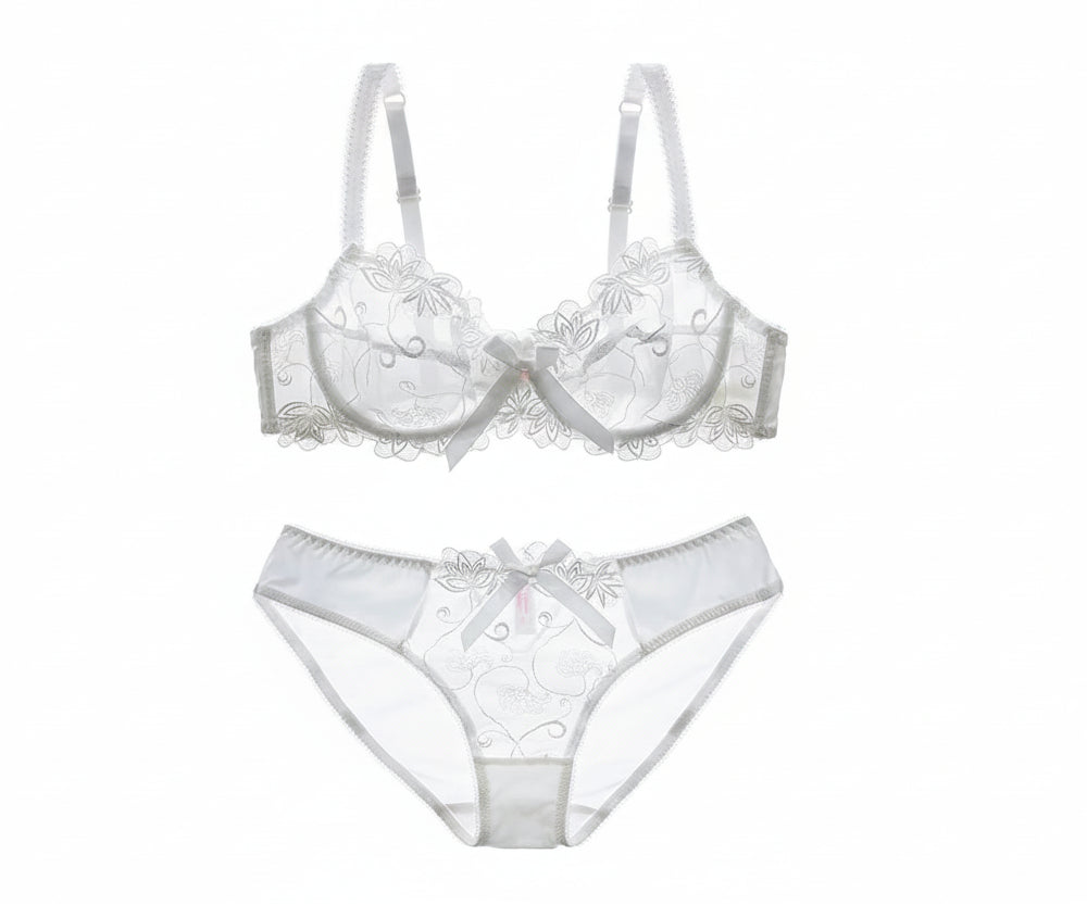 Fashion Embroidery Lingerie Set - Plus Size C/D Cup - SHOPPERS' CASTLE