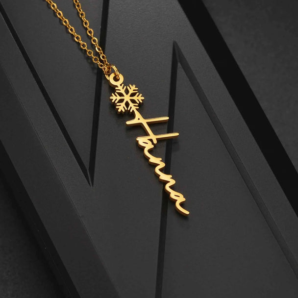 Custom Name Snowflake Pendant Choker - Chain