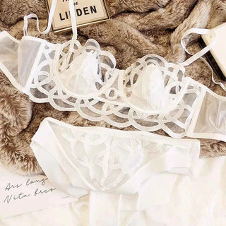 French Ultra-Thin Lace Bra Set with Thong