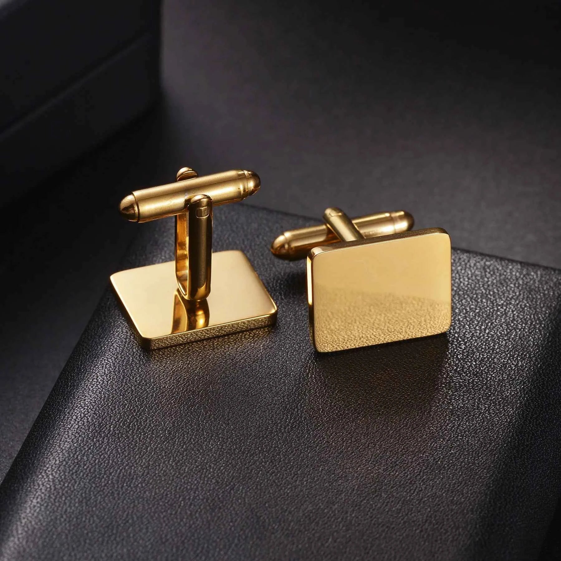 Personalized Name Cufflinks - Round Square Engrave Logo