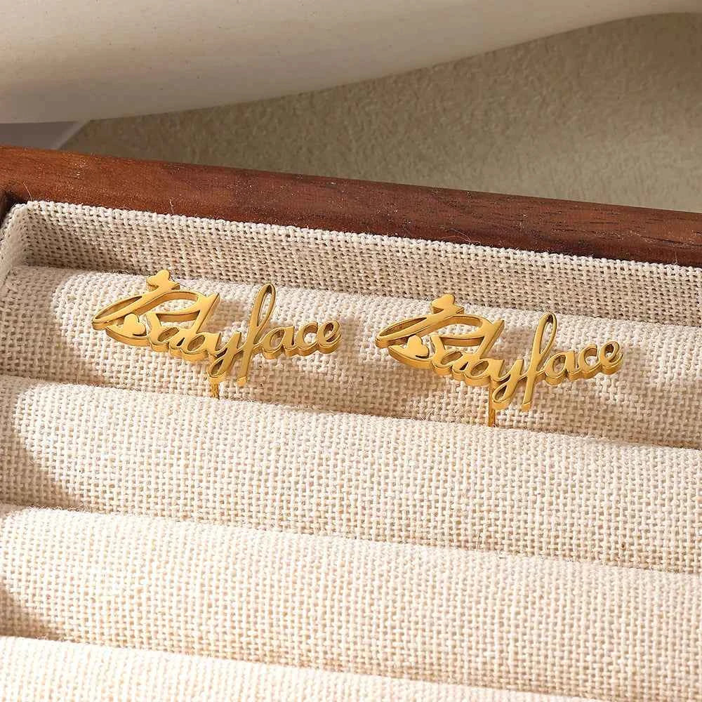 Custom Name Letter Earrings - Stainless Steel