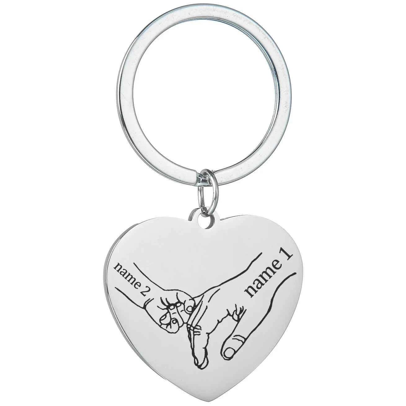Personalized Heart Round Keychain - Engraving Words