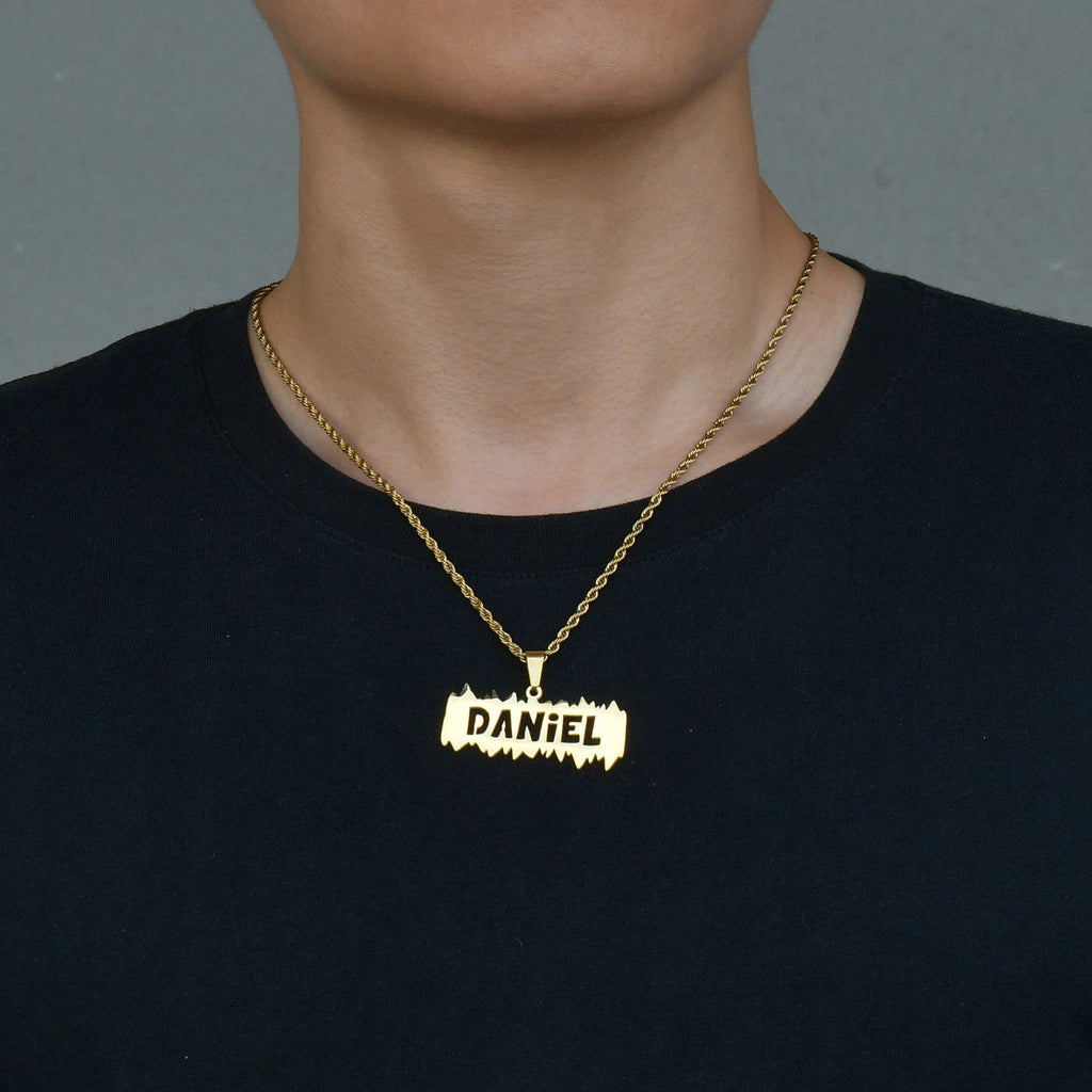 Personalized Name Hollow Crown Twist Chain Necklace - Pendant - SHOPPERS' CASTLE
