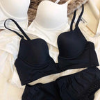 Seamless Plunge Push-Up Bra Set with Deep V