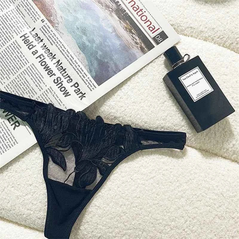 French Lace Embroidered G-String