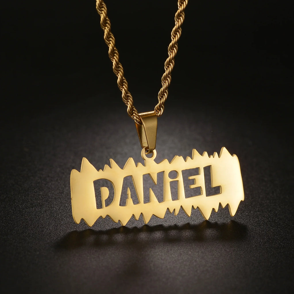Personalized Name Hollow Crown Twist Chain Necklace - Pendant - SHOPPERS' CASTLE