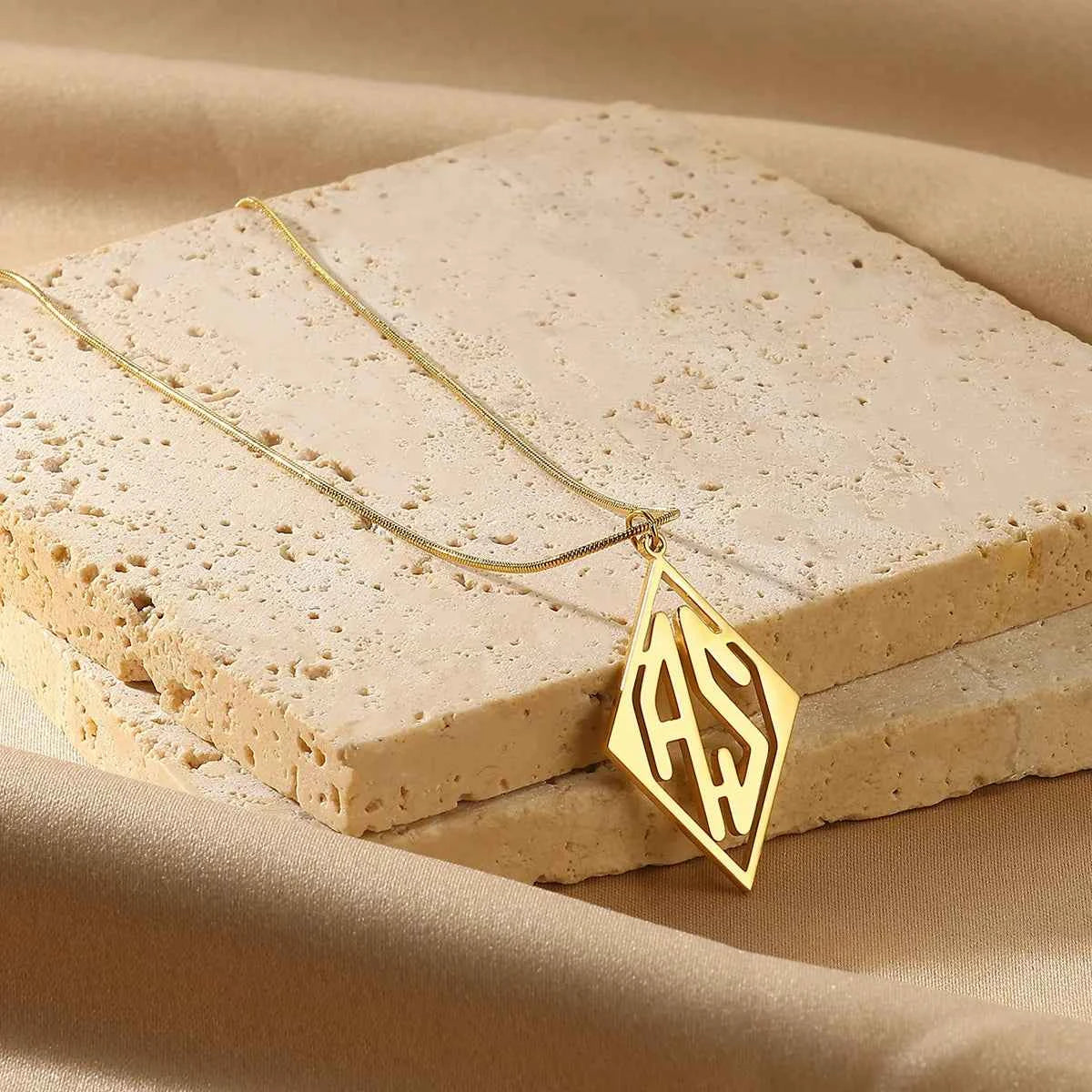 Custom Diamond Initial Letter Necklace - Wedding Jewelry